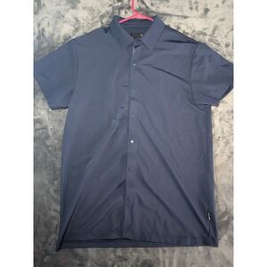 Stone Falcon Men's Navy Blue Short Sleeve Snap Button-Down Shirt Size M Stealth